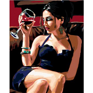 

Diamondi - SVŮDNÁ SE SKLENKOU VÍNA, 40x50 cm, vypnuté plátno na rám