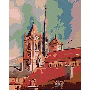 

Diamondi - VĚŽE A STŘECHY, 40x50 cm, vypnuté plátno na rám