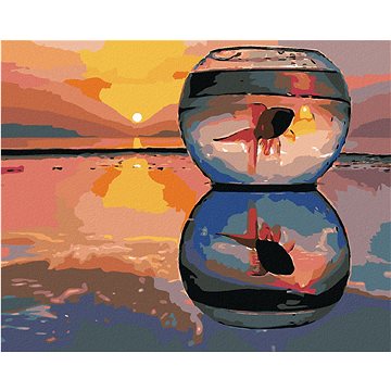 

Diamondi - RYBKA VE SKLENICI VODY, 40x50 cm, bez rámu a bez vypnutí plátna