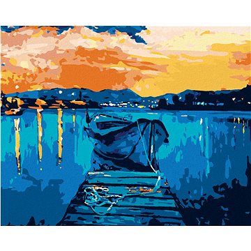 

Diamondi - MOLO S LOĎKOU NA MOŘI, 40x50 cm, bez rámu a bez vypnutí plátna