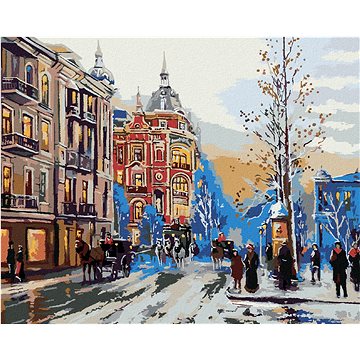 

Diamondi - ZIMNÍ MĚSTSKÁ ULIČKA, 40x50 cm, bez rámu a bez vypnutí plátna