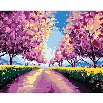 

Diamondi - SAKURY NA POLNÍ CESTĚ, 40x50 cm, vypnuté plátno na rám