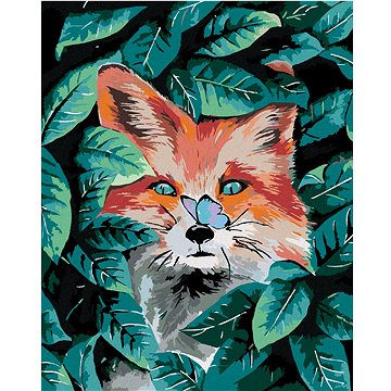 

Diamondi - ČERVENÁ LIŠKA A ZELENÉ LÍSTKY, 40x50 cm, vypnuté plátno na rám
