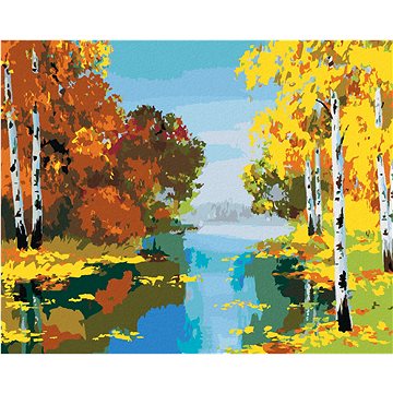 

Diamondi - LES S BŘÍZAMI U ŘEKY, 40x50 cm, bez rámu a bez vypnutí plátna