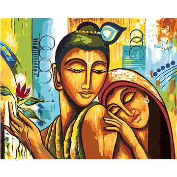 

Diamondi - BUDDHA SE ŽENOU, 40x50 cm, vypnuté plátno na rám