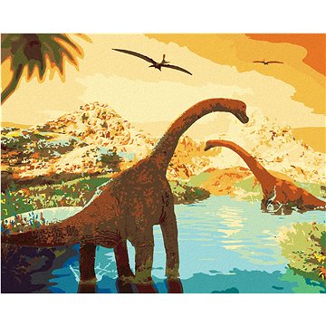 

Diamondi - KRÁSNÁ KRAJINA S DINOSAURY, 40x50 cm, vypnuté plátno na rám