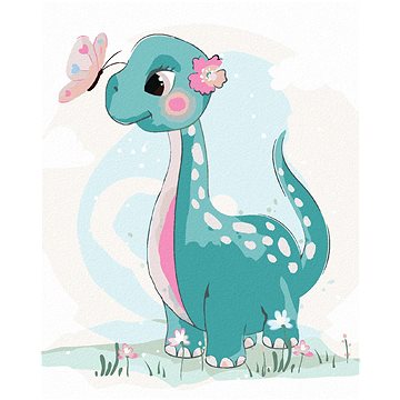 

Diamondi - DINOSAURUS S MOTÝLKEM, 40x50 cm, vypnuté plátno na rám