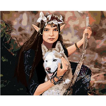 

Diamondi - ELFÍ PRINCEZNA A VLK, 40x50 cm, vypnuté plátno na rám