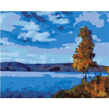 

Diamondi - JEZERO S MODROU OBLOHOU, 40x50 cm, bez rámu a bez vypnutí plátna