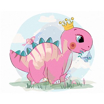

Diamondi - RŮŽOVÝ DINOSAURUS, 40x50 cm, vypnuté plátno na rám