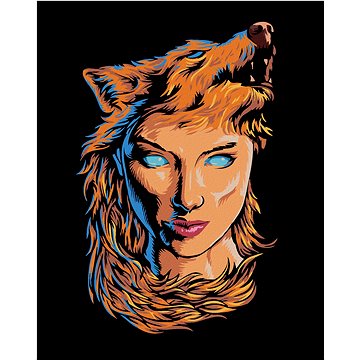 

Diamondi - ŽENA A VLČÍ HÁBIT, 40x50 cm, bez rámu a bez vypnutí plátna