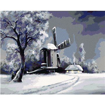 

Diamondi - VENKOVSKÁ ZIMNÍ KRAJINA, 40x50 cm, vypnuté plátno na rám