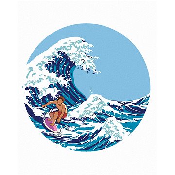 

Diamondi - MUŽ NA VLNĚ - INSPIRACE KACUŠIKA HOKUSAI, 40x50 cm, vypnuté plátno na rám