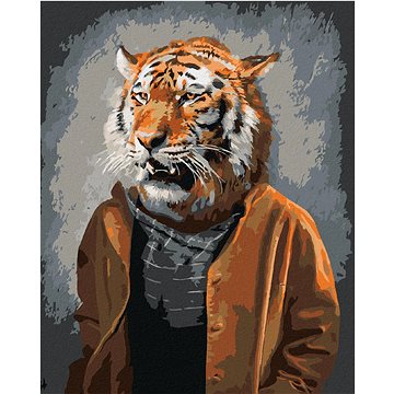 

Diamondi - TYGR V OBLEČENÍ, 40x50 cm, vypnuté plátno na rám