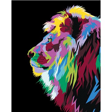 

Diamondi - BAREVNÝ LEV FOCENÝ Z BOKU, 40x50 cm, vypnuté plátno na rám