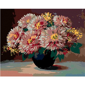 

Diamondi - KVĚTINY V ČERNÉ VÁZE, 40x50 cm, vypnuté plátno na rám