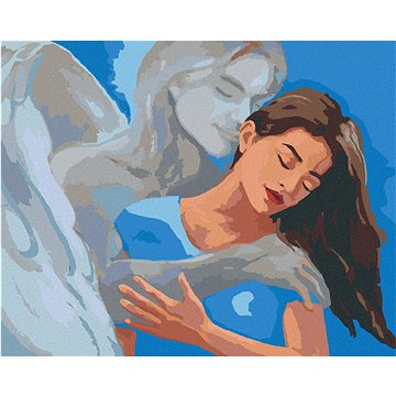 

Diamondi - ŽENA V OBJETÍ ANDĚLA, 40x50 cm, vypnuté plátno na rám