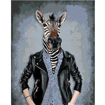 

Diamondi - ZEBRA V OBLEČENÍ, 40x50 cm, vypnuté plátno na rám
