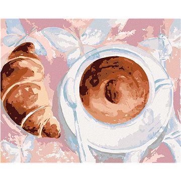 

Diamondi - KÁVA A CROISSANT V PAŘÍŽI, 40x50 cm, vypnuté plátno na rám