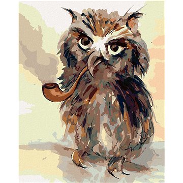 

Diamondi - SOVA S FAJFKOU, 40x50 cm, vypnuté plátno na rám
