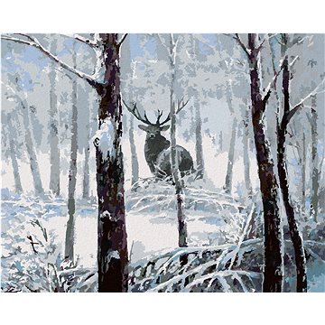 

Diamondi - JELEN V ZASNĚŽENÉM LESE, 40x50 cm, bez rámu a bez vypnutí plátna