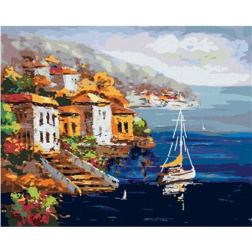 

Diamondi - VÝHLED NA PŘÍSTAV V ŘECKU, 40x50 cm, vypnuté plátno na rám
