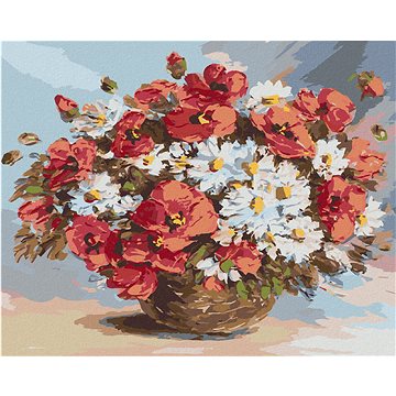 

Diamondi - VLČÍ MÁKY A KOPRETINY VE VÁZE, 40x50 cm, bez rámu a bez vypnutí plátna