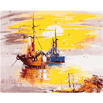 

Diamondi - MALOVANÉ LODĚ A ZÁPAD SLUNCE, 40x50 cm, bez rámu a bez vypnutí plátna