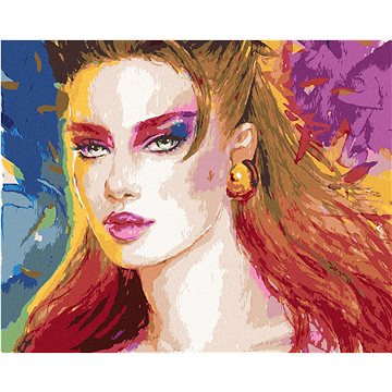 

Diamondi - ŽENA S VELKOU NÁUŠNICÍ, 40x50 cm, vypnuté plátno na rám