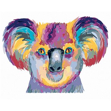 

Diamondi - BAREVNÁ KOALA NA BÍLÉM POZADÍ, 40x50 cm, vypnuté plátno na rám