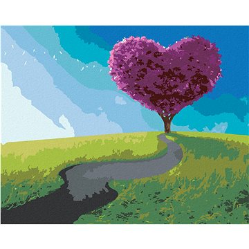 

Diamondi - FIALOVÝ STROM VE TVARU SRDCE, 40x50 cm, bez rámu a bez vypnutí plátna