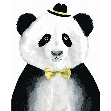 

Diamondi - PANDA S KLOBOUČKEM, 40x50 cm, vypnuté plátno na rám
