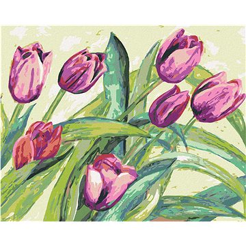 

Diamondi - FIALOVÉ TULIPÁNY, 40x50 cm, bez rámu a bez vypnutí plátna