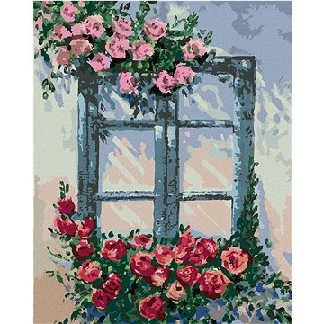 

Diamondi - RŮŽE U OKNA, 40x50 cm, vypnuté plátno na rám