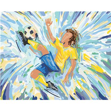 

Diamondi - FOTBALISTA NA MODRÉM POZADÍ, 40x50 cm, vypnuté plátno na rám