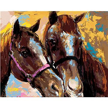

Diamondi - DVA HNĚDÍ KONĚ, 40x50 cm, bez rámu a bez vypnutí plátna