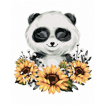 

Diamondi - PANDA SE SLUNEČNICEMI, 40x50 cm, vypnuté plátno na rám