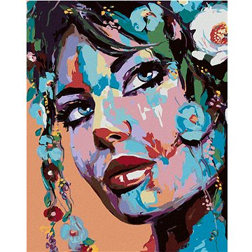 

Diamondi - POP-ART PORTRÉT ŽENY S KVĚTINAMI, 40x50 cm, vypnuté plátno na rám