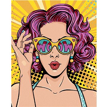 

Diamondi - POP-ART ŽENA S RŮŽOVÝMI VLASY, 40x50 cm, vypnuté plátno na rám