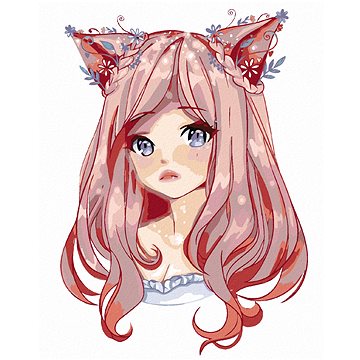 

Diamondi - ANIME DÍVKA S RŮŽOVÝMI VLASY, 40x50 cm, vypnuté plátno na rám