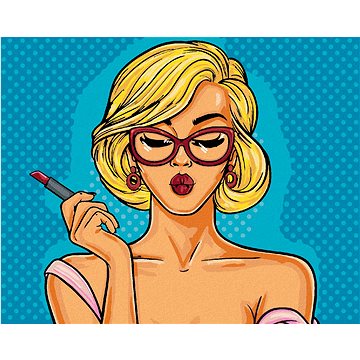 

Diamondi - POP-ART BLONDÝNA S RTĚNKOU, 40x50 cm, vypnuté plátno na rám