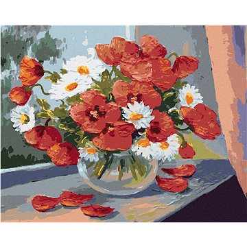 

Diamondi - KOPRETINY A VLČÍ MÁKY NA OKNĚ, 40x50 cm, vypnuté plátno na rám