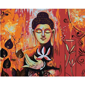 

Diamondi - BUDDHA NA ČERVENÉM POZADÍ II, 40x50 cm, vypnuté plátno na rám