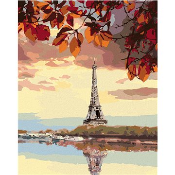 

Diamondi - EIFFELOVA VĚŽ A PODZIMNÍ LISTÍ, 40x50 cm, vypnuté plátno na rám