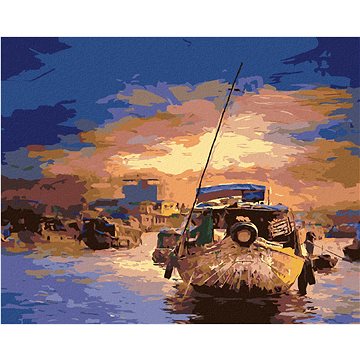 

Diamondi - LODĚ VE VIETNAMU, 40x50 cm, vypnuté plátno na rám