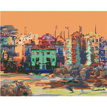 

Diamondi - BAREVNÉ DOMY, 40x50 cm, vypnuté plátno na rám