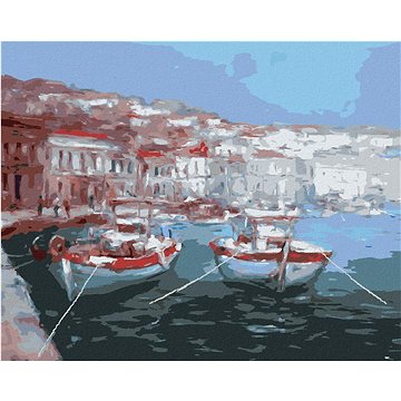 

Diamondi - DVĚ STEJNÉ LOĎKY V PŘÍSTAVU, 40x50 cm, vypnuté plátno na rám