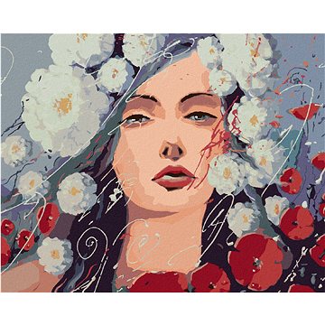 

Diamondi - ŽENA A VLČÍ MÁKY, 40x50 cm, bez rámu a bez vypnutí plátna