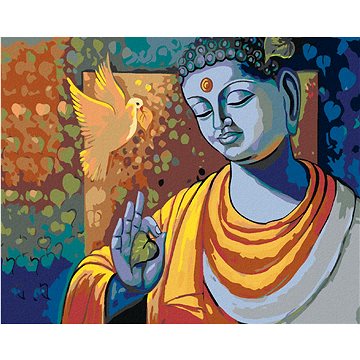 

Diamondi - BUDDHA A HOLUBICE, 40x50 cm, vypnuté plátno na rám