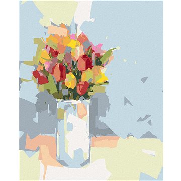 

Diamondi - TULIPÁNY V BÍLÉ VÁZE, 40x50 cm, bez rámu a bez vypnutí plátna